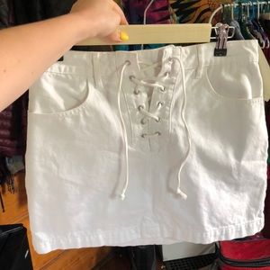 Pacsun Lace-up White Denim Skirt